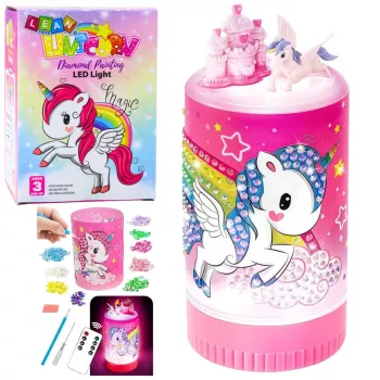 LEAN TOYS Creative Kit Unicorn in a Jar Diamonds Night Lamp Remote Control DIY