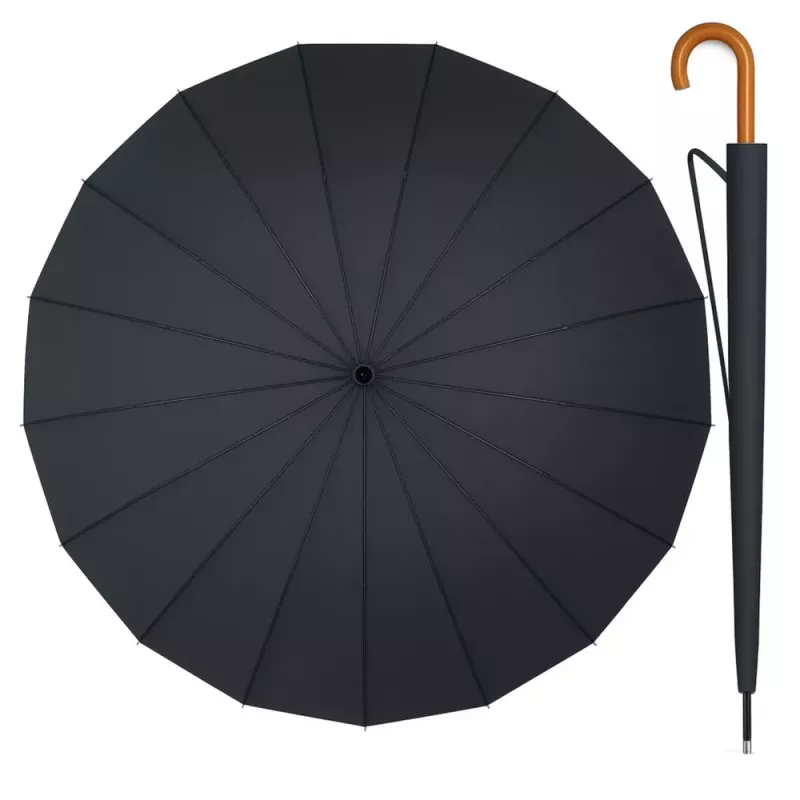 LEAN Large Automatic Umbrella with Arm Cover 24-Rib Black 115 cm