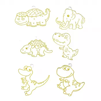 LEAN TOYS DIY Creative Set Stained Glass Keychains Dinosaurs Markers 6 pcs.