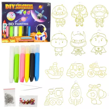 LEAN TOYS 3D DIY Space Painting Set - 12 Pendants, 6 Paints, Acrylic, Plaster, Ages 6+