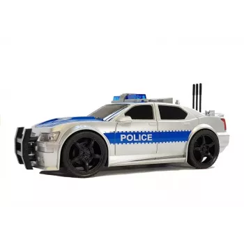 LEAN TOYS Battery Operated Police Car 1:20 Lights and Sounds Strung Silver