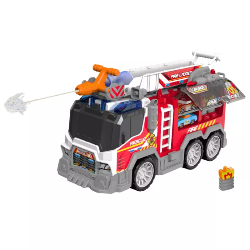 LEAN TOYS Fire Truck Fire Department Drive Moving Elements Lights Sounds