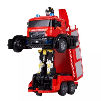 LEAN TOYS Firefighter Robot Car 2 in 1 Remote Controlled RC Lights Sounds Water