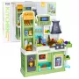 LEAN TOYS Bērnu virtuve ar ūdens ciklu, krāsu mainošu ēdienu un tvaika efektu, zaļa, 64 gab.