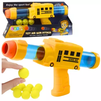 LEAN TOYS Soft Foam Ball Gun School Bus Yellow 6 pcs