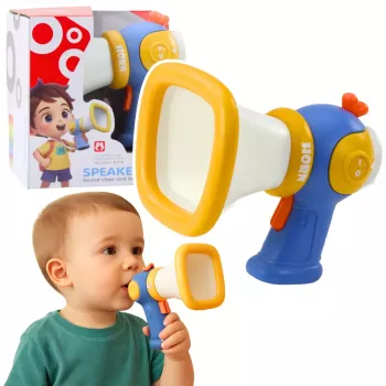 LEAN TOYS Megafons bērniem ar balss pārveidotāju un gaismas efektiem Zils