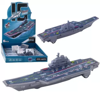 LEAN TOYS Military Aircraft Carrier with Lights and Sounds, Friction Drive, 24 cm