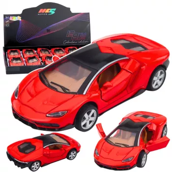 LEAN TOYS Sports Car Metal Opening Doors Lights Sounds Red 1:32