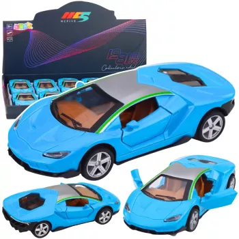 LEAN TOYS Sports Car Metal Drive Lights Sounds Blue 1:32