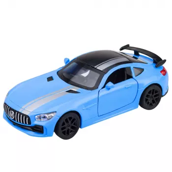 LEAN TOYS Sports Car Metal Opening Doors Lights Sounds Blue 1:32