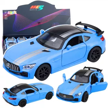 LEAN TOYS Sports Car Metal Opening Doors Lights Sounds Blue 1:32