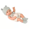 LEAN TOYS Baby Doll, Gray Outfit, Hat, Bib, 18 cm