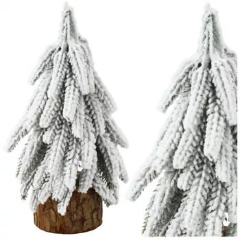LEAN Decorative Artificial Christmas Tree on a Trunk Covered with Snow 30 x 10 cm