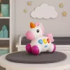 LEAN TOYS Interactive Toy for Toddlers Unicorn on Wheels Lights and Sounds