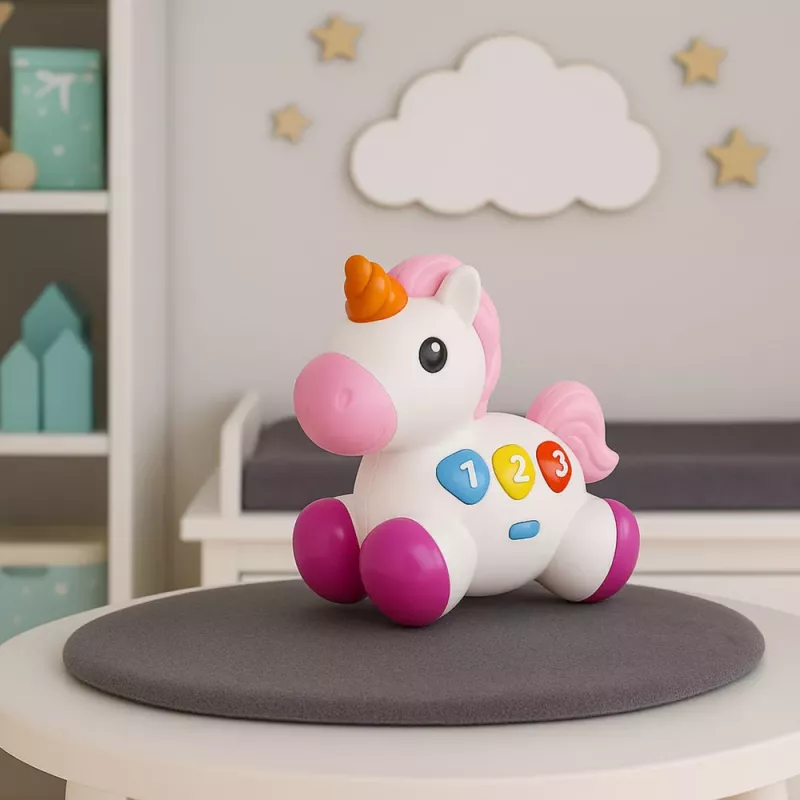 LEAN TOYS Interactive Toy for Toddlers Unicorn on Wheels Lights and Sounds