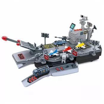 LEAN TOYS Military Set Aircraft Carrier Military Base Fighters Vehicles Lights Sound