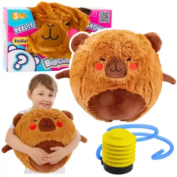 LEAN TOYS Lēcošā bumba Augošs plīša Kapibara Brūna ar sūkni 50 cm