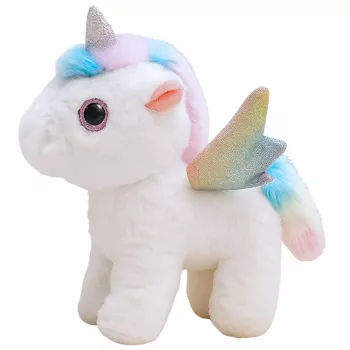 LEAN TOYS Unicorn Plush Interactive Moves Sounds White 21 cm