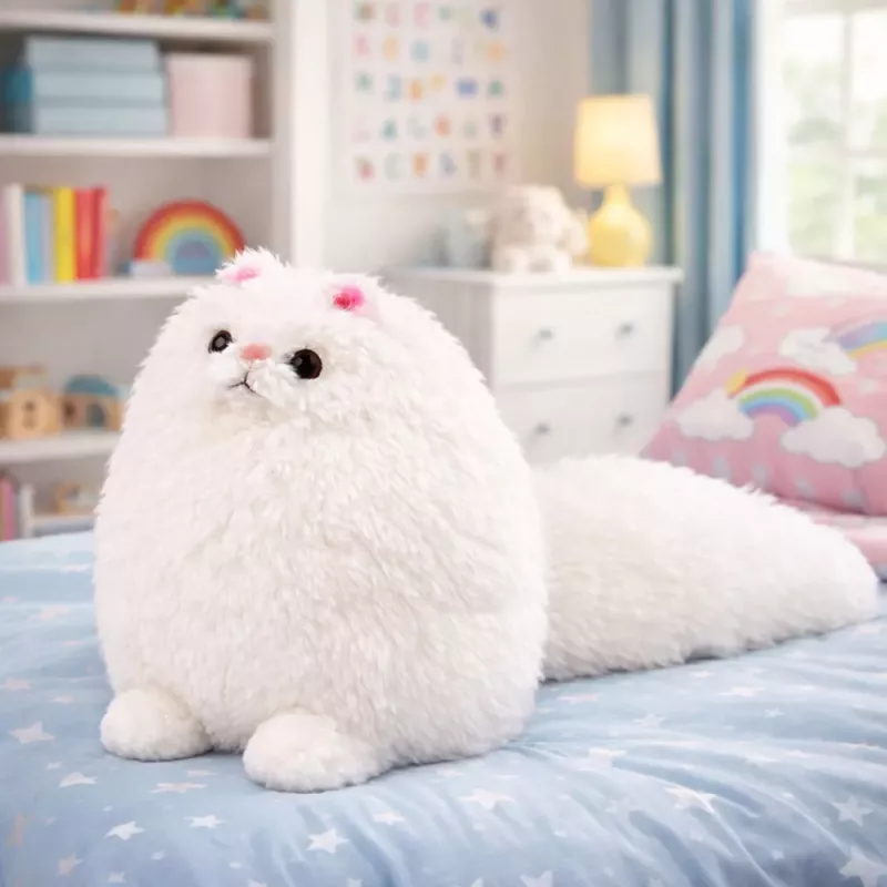 LEAN TOYS Plush Toy Cuddly Big Cat With Long Tail Fluffy 30 x 30 cm