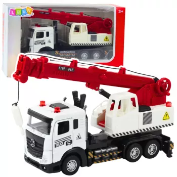 LEAN TOYS Truck with Crane, Metal Cabin, Adjustable Boom, Light and Sound System