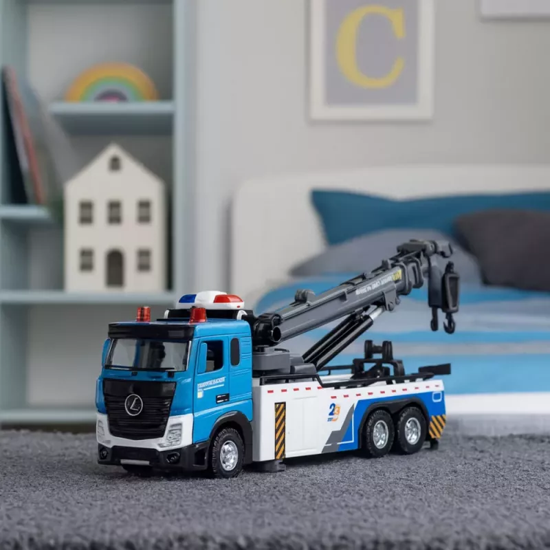 LEAN TOYS Vehicle Boom Truck Tow Truck Metal Cabin Lights Sounds