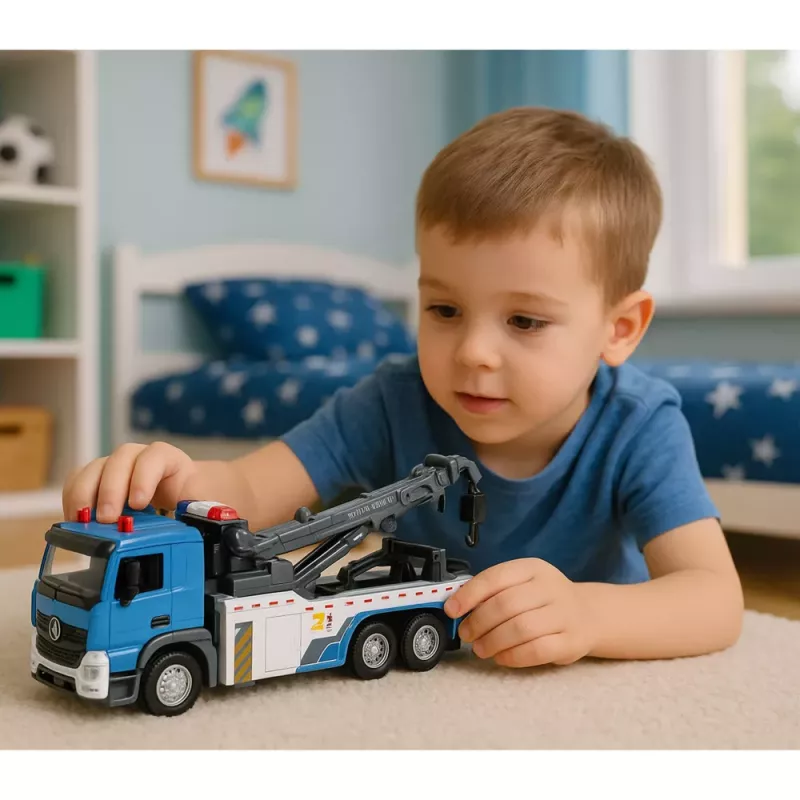 LEAN TOYS Vehicle Boom Truck Tow Truck Metal Cabin Lights Sounds