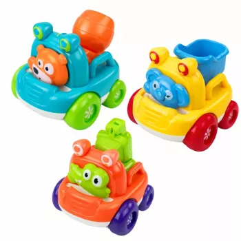 LEAN TOYS Būvniecības transporta komplekts ar dzīvniekiem maziem bērniem Krāsains 3 gab.