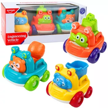 LEAN TOYS Būvniecības transporta komplekts ar dzīvniekiem maziem bērniem Krāsains 3 gab.