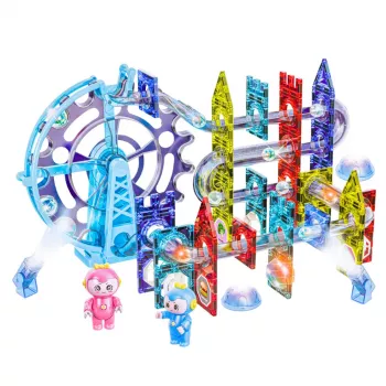 LEAN TOYS Magnetic Space Blocks Ball Track Luminous People 120 pcs