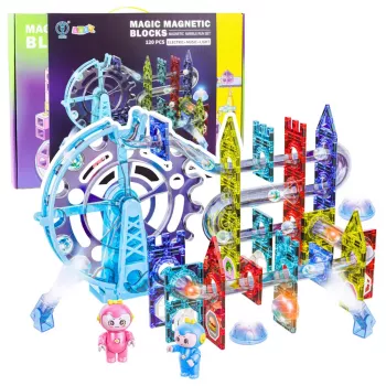 LEAN TOYS Magnetic Space Blocks Ball Track Luminous People 120 pcs