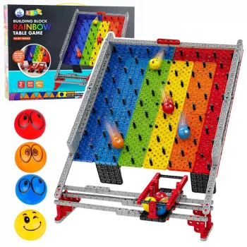 LEAN TOYS Rainbow Board Blocks Ball Track Slide Ball Catching Game 477 pcs.