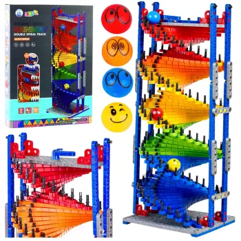 LEAN TOYS Izglītojošie Konstruktīvie Bloki Slīdceliņš Bumbiņām Krāsains 550 gab.