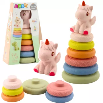 LEAN TOYS Soft Sensory Pyramid Unicorn Rubber ECO Colorful