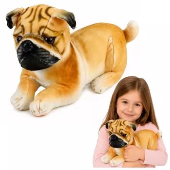 LEAN TOYS Plush Pug Dog Cuddly Toy Soft Dog 25 cm