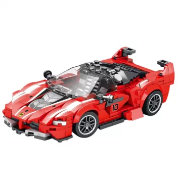 LEAN TOYS Būvbloķēšanas komplekts FXX-K sacīkšu auto sarkans 360 gab.