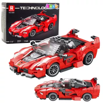 LEAN TOYS Būvbloķēšanas komplekts FXX-K sacīkšu auto sarkans 360 gab.