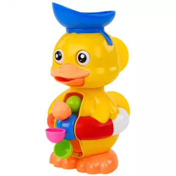 LEAN TOYS Interactive Bath Toy Duck with Grinder, Suction Cups, and Spoon