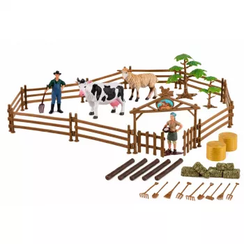 LEAN TOYS Agricultural Set Tractor with Trailer Animals Farmers Farm 45 pcs.