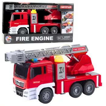 LEAN TOYS Fire Truck with Boom Fire Department Drive Water Pouring Lights Sounds