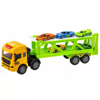LEAN TOYS Lora Transport Truck With Cars Lights Sounds Green