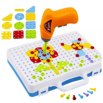 LEAN TOYS Izglītojošs Puzles Komplekts ar Skrūvgriezi Bērniem, 151 gab.