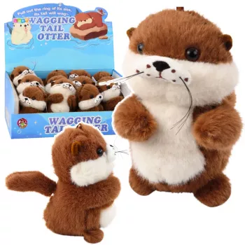 LEAN TOYS Plush Otter with Wiggle Tail and Squeak Sounds Keychain 12.5 cm