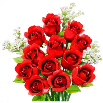LEAN TOYS Construction Blocks Flower Bouquet Red Roses Gypsophila 952 pcs.