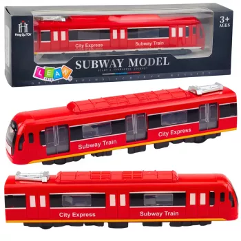LEAN TOYS Metro Train City Express Opening Doors Lights Sounds Red