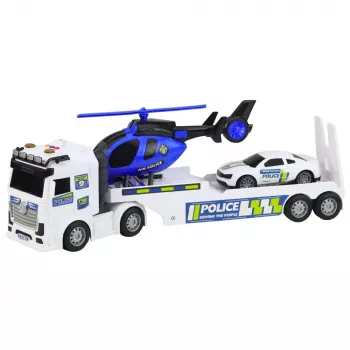 LEAN TOYS Policijas auto, evakuators un helikopters ar gaismām un skaņu