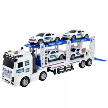 LEAN TOYS Policijas auto transporta kravas automašīna ar gaismām un skaņām