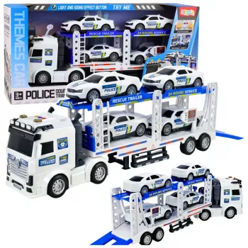 LEAN TOYS Policijas auto transporta kravas automašīna ar gaismām un skaņām