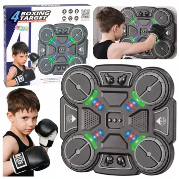 LEAN TOYS Interactive Musical Boxing Shield with LED Lights 3 Levels Black