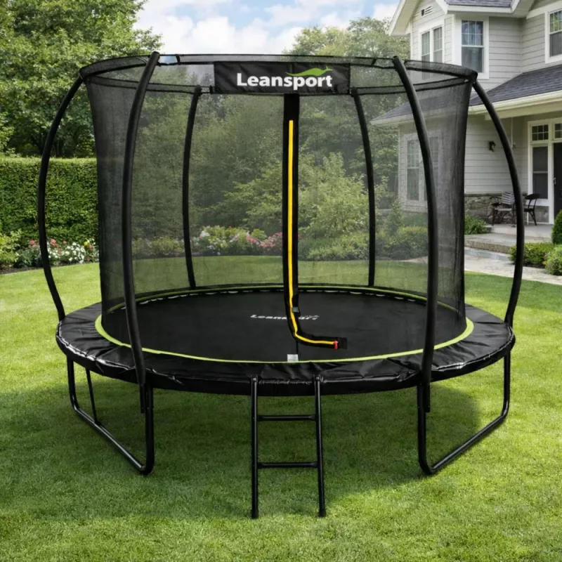 LEAN Sport Garden Trampoline with Inner Net Black and Green 305CM 10FT