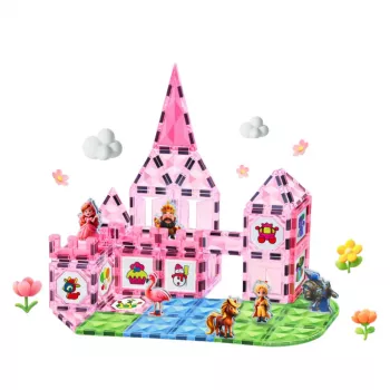 LEAN TOYS Magnetic Blocks With Figures Paints Cards For Painting Pink 80 pcs